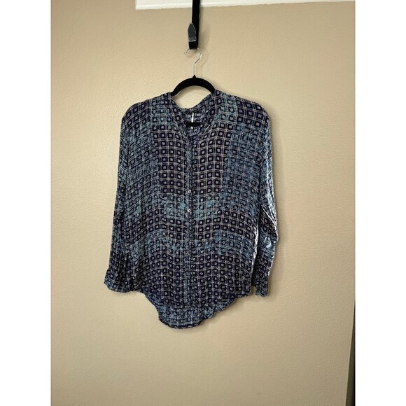 Free People Women's Blouse Blue Long Sleeve X-Small - Picture 1 of 7